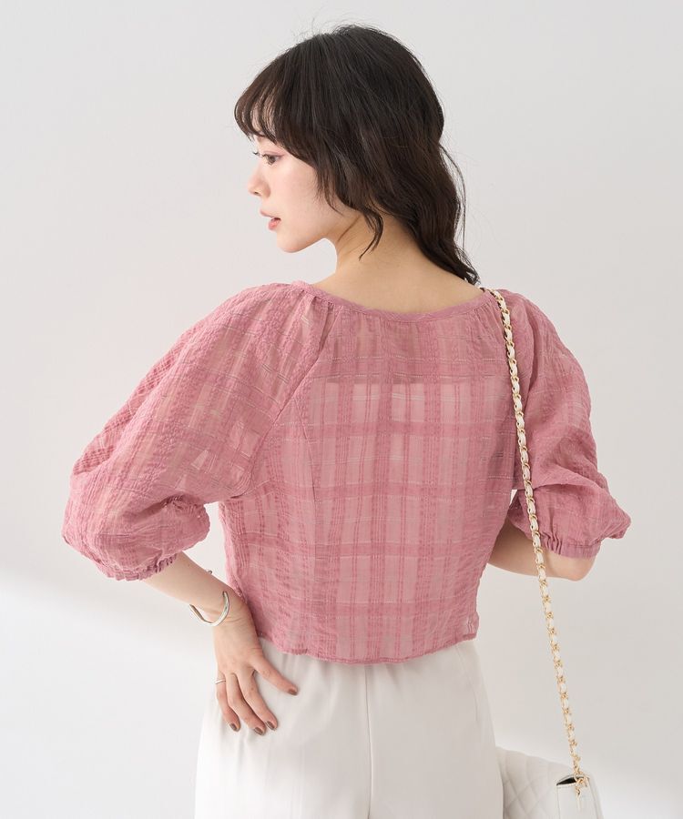 earth music&ecology「シアーチェックパフスリーブブラウス」|シャツ・ブラウス|