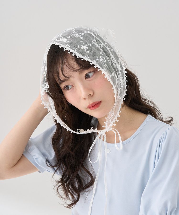 earth music&ecology「フラワーチュールレースバブーシュカ」|バンダナ・スカーフ|