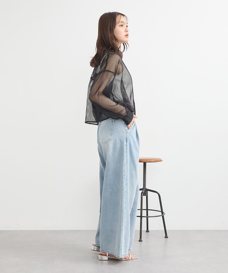 earth music&ecology「メッシュストライプショートシャツ」|シャツ・ブラウス|