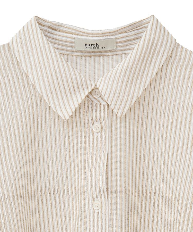 earth music&ecology「メッシュストライプショートシャツ」|シャツ・ブラウス|