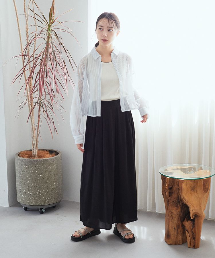 earth music&ecology「メッシュストライプショートシャツ」|シャツ・ブラウス|