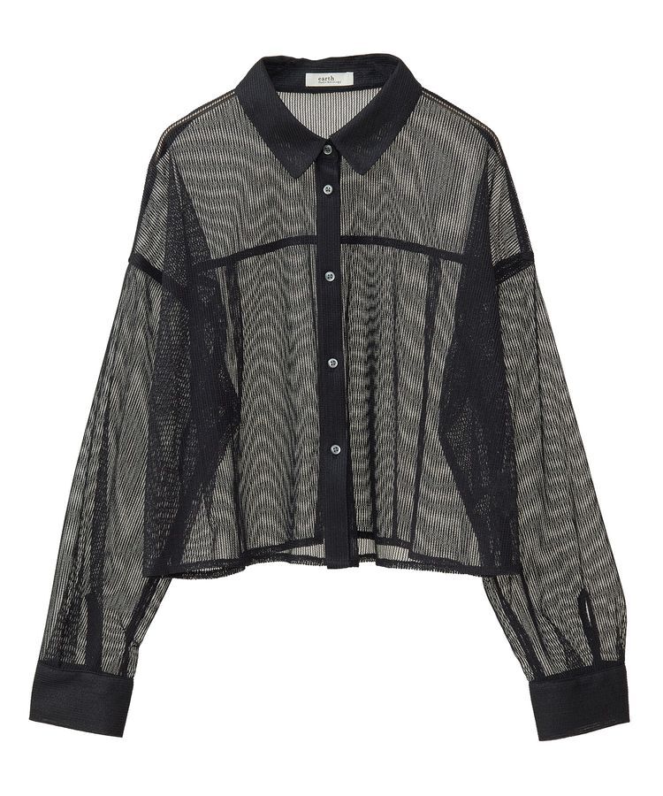 earth music&ecology「メッシュストライプショートシャツ」|シャツ・ブラウス|