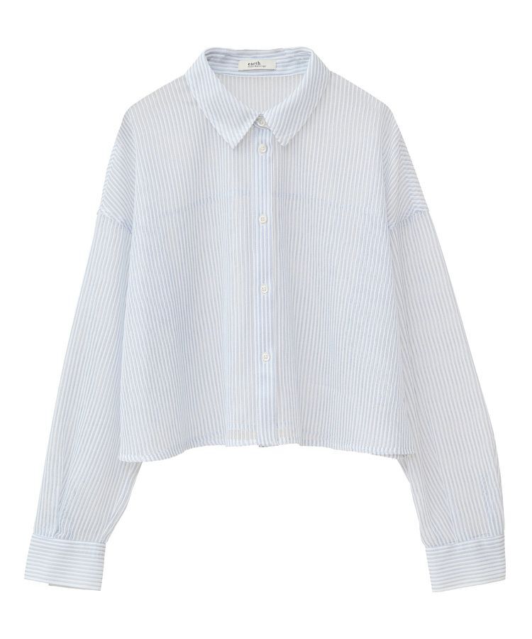 earth music&ecology「メッシュストライプショートシャツ」|シャツ・ブラウス|