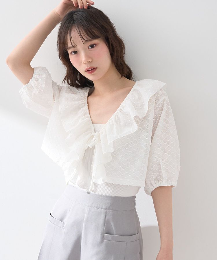 earth music&ecology「ラッフルカットショートボレロ」|カーディガン|Ivory