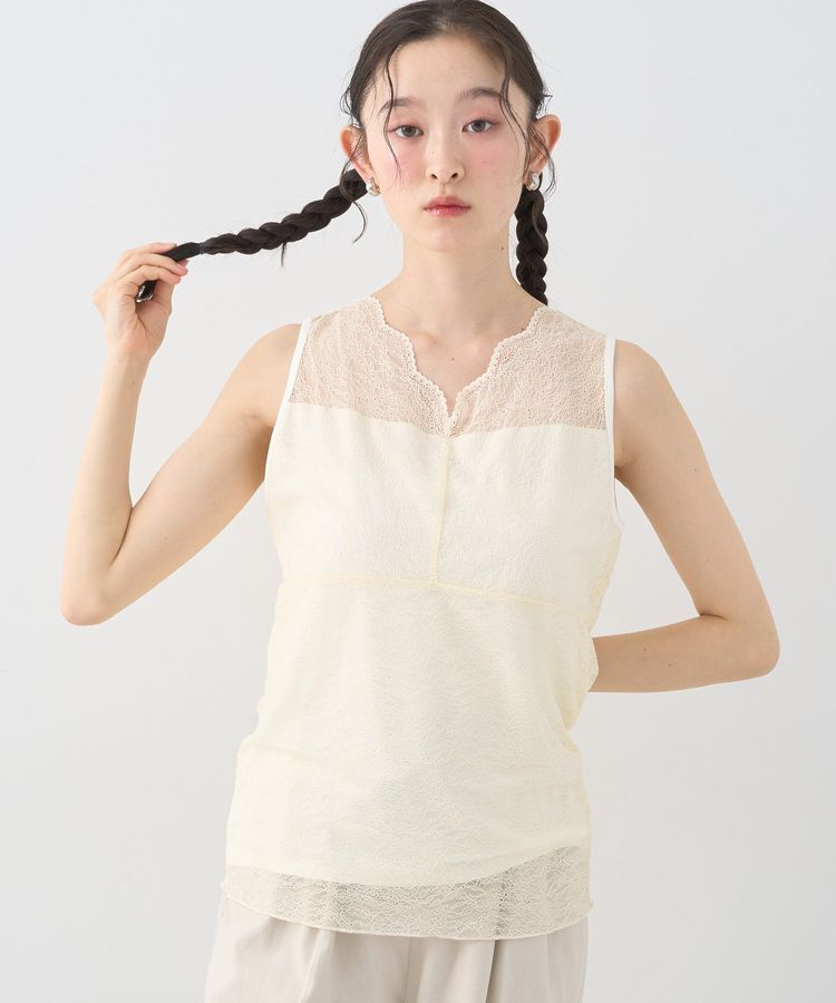 earth music&ecology「接触冷感2wayレースタンクトップ」|キャミソール|