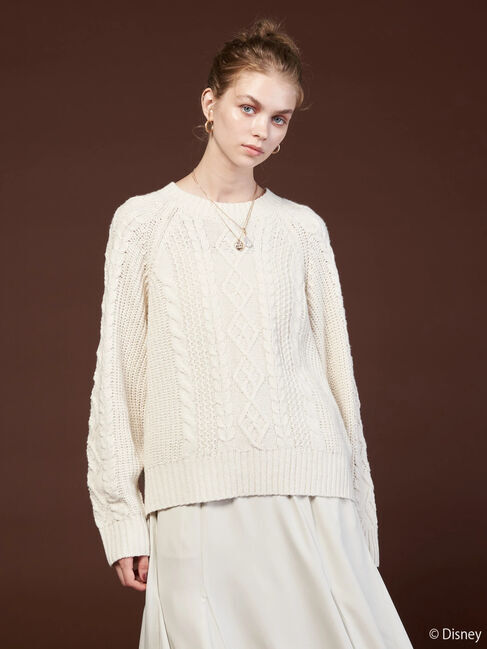  「ケーブルニットプルオーバー/Mickey」|ニット・セーター|アイボリー
