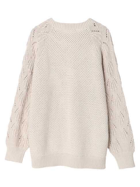  「透かし編みラグランニットプルオーバー」|ニット・セーター|