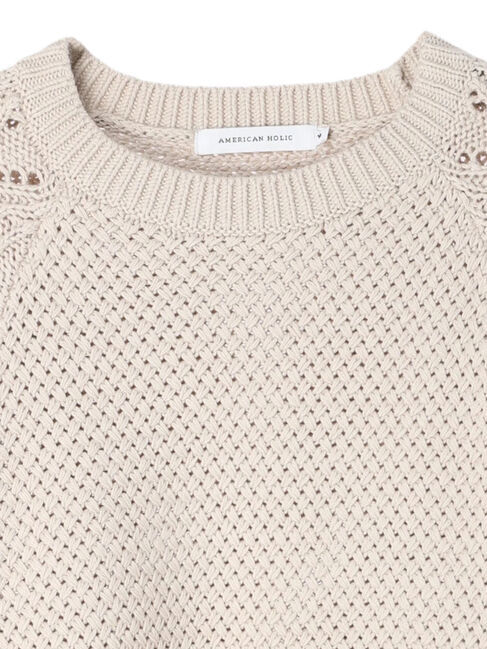  「透かし編みラグランニットプルオーバー」|ニット・セーター|