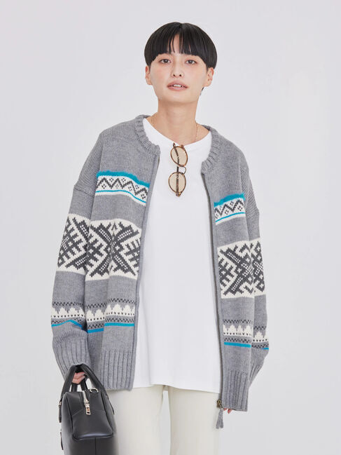  「カウチン柄ニットカーディガン」|カーディガン|