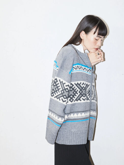  「カウチン柄ニットカーディガン」|カーディガン|