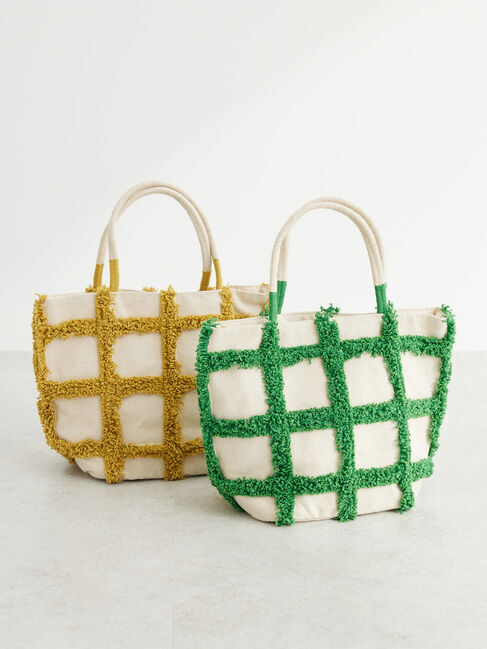  「・タフトチェックトートバッグ」|ハンドバッグ|