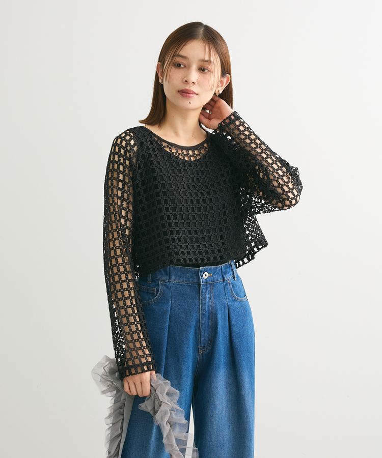 Green Parks「・SUGAR　SPOON　フラワーメッシュプルオーバー」|Tシャツ・カットソー|