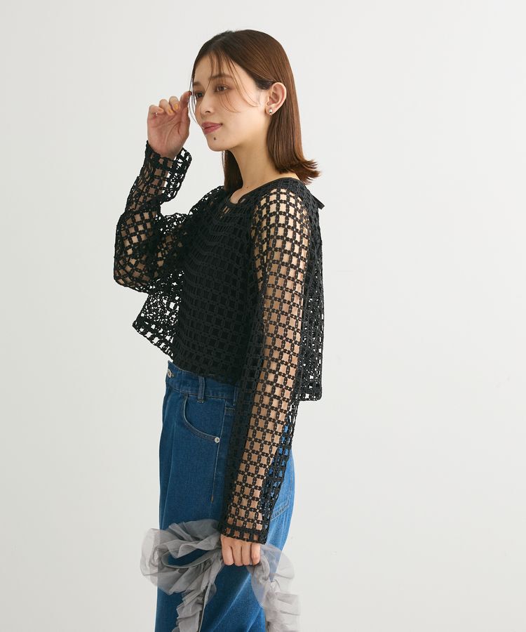 Green Parks「・SUGAR　SPOON　フラワーメッシュプルオーバー」|Tシャツ・カットソー|