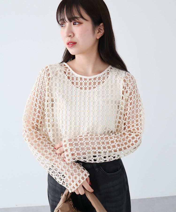 Green Parks「・SUGAR　SPOON　フラワーメッシュプルオーバー」|Tシャツ・カットソー|