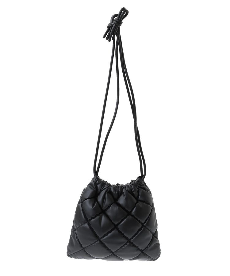 Green Parks「・QUON 合皮キルト巾着」|ポーチ|Black