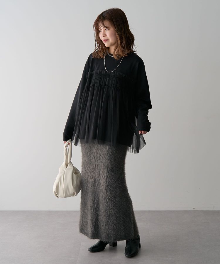 Green Parks「・Petit Fleur シャギーニットスカート」|タイト|