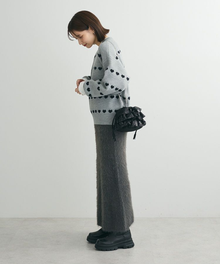 Green Parks「・Petit Fleur シャギーニットスカート」|タイト|