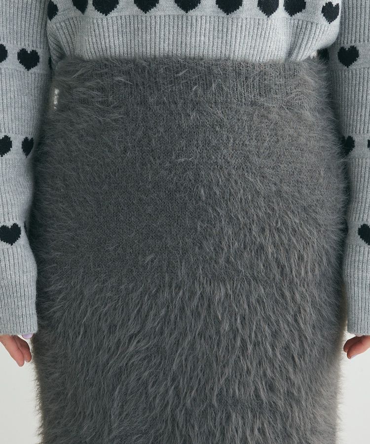 Green Parks「・Petit Fleur シャギーニットスカート」|タイト|