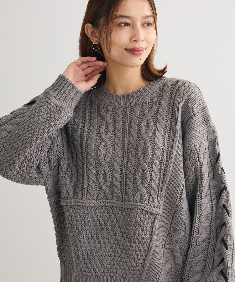 Green Parks「変形ケーブルニットプルオーバー」|ニット・セーター|