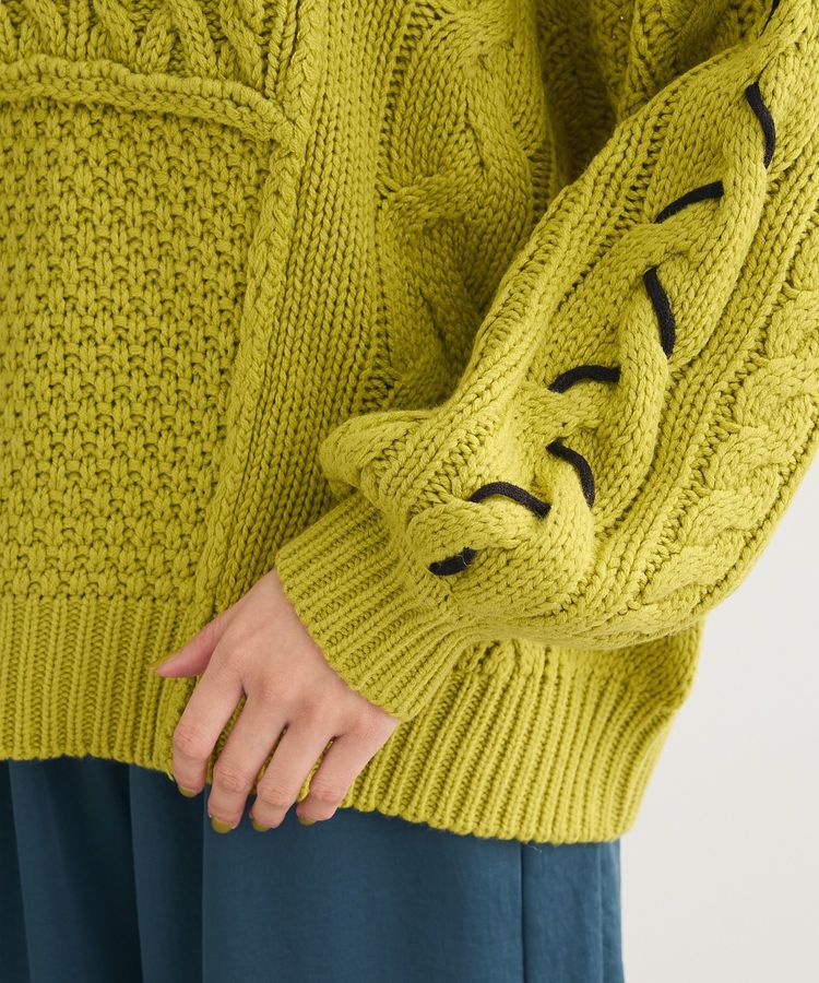 Green Parks「変形ケーブルニットプルオーバー」|ニット・セーター|