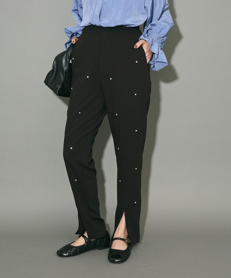 AnriettMusee「ビジューテーパードパンツ」|その他|Black