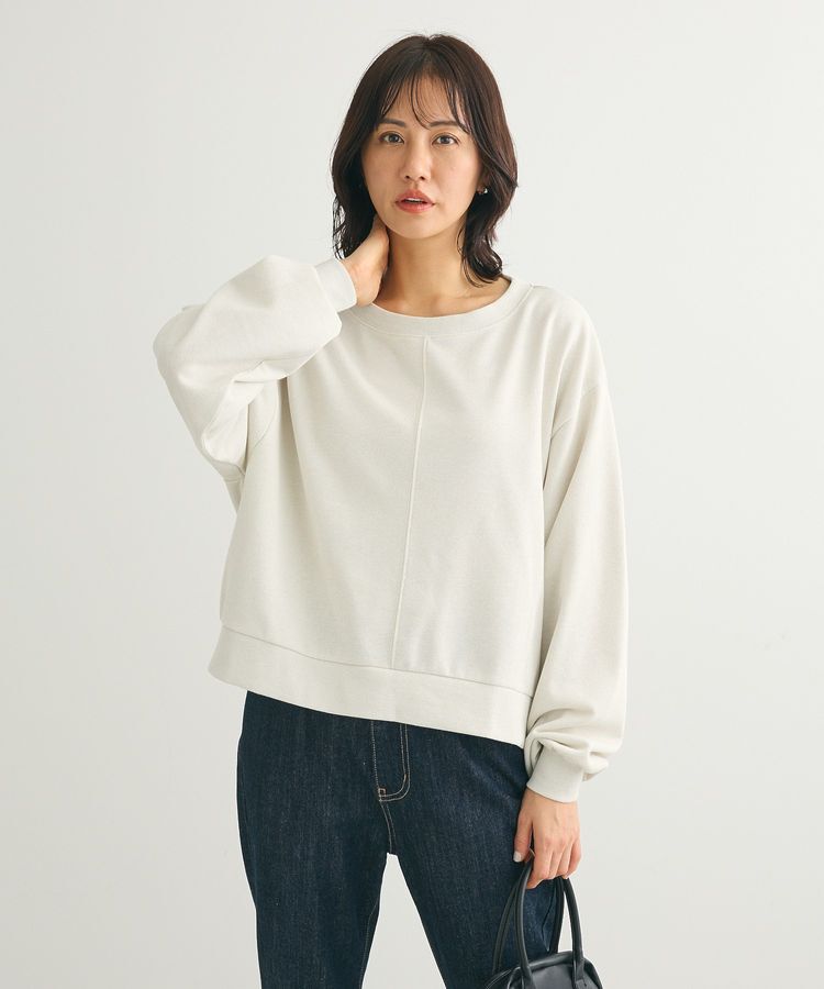 Green Parks「ショート丈ラメ裏毛ボートネックプルオーバー」|Tシャツ・カットソー|