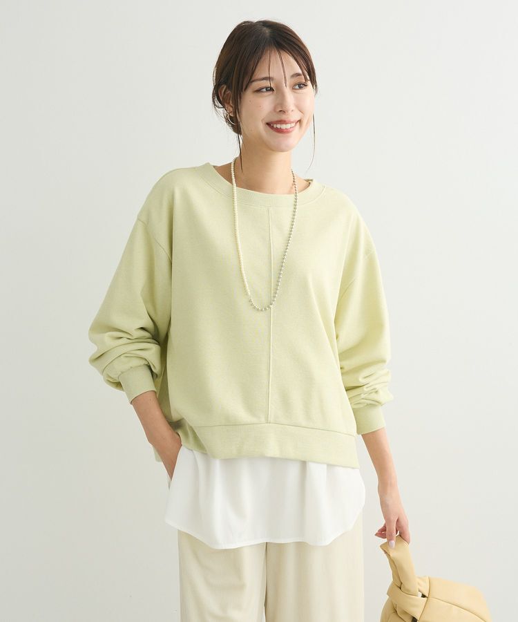 Green Parks「ショート丈ラメ裏毛ボートネックプルオーバー」|Tシャツ・カットソー|