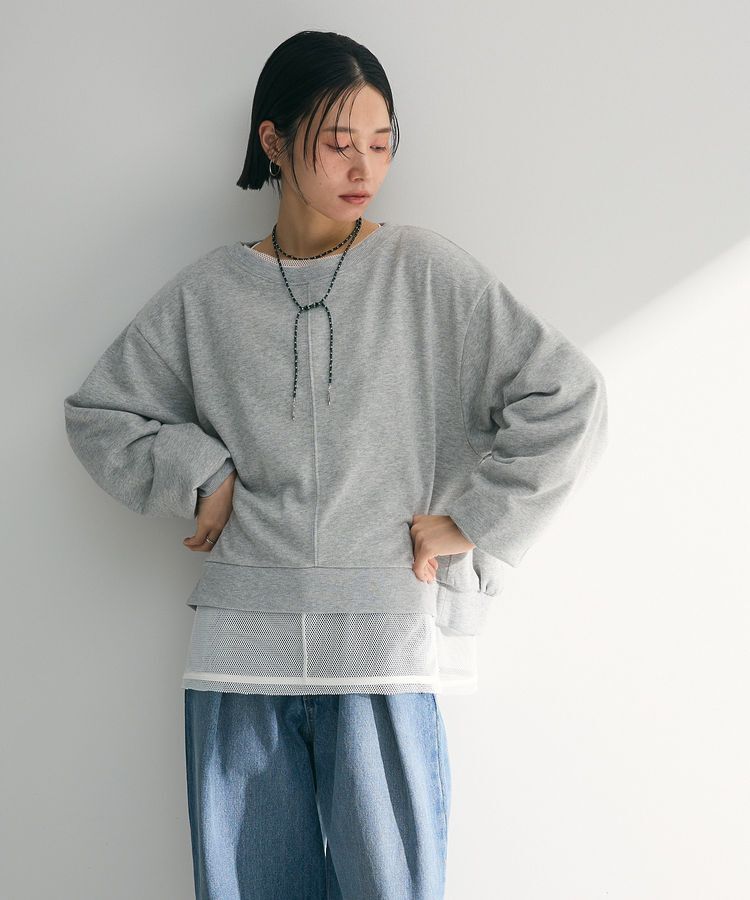 Green Parks「ショート丈ラメ裏毛ボートネックプルオーバー」|Tシャツ・カットソー|