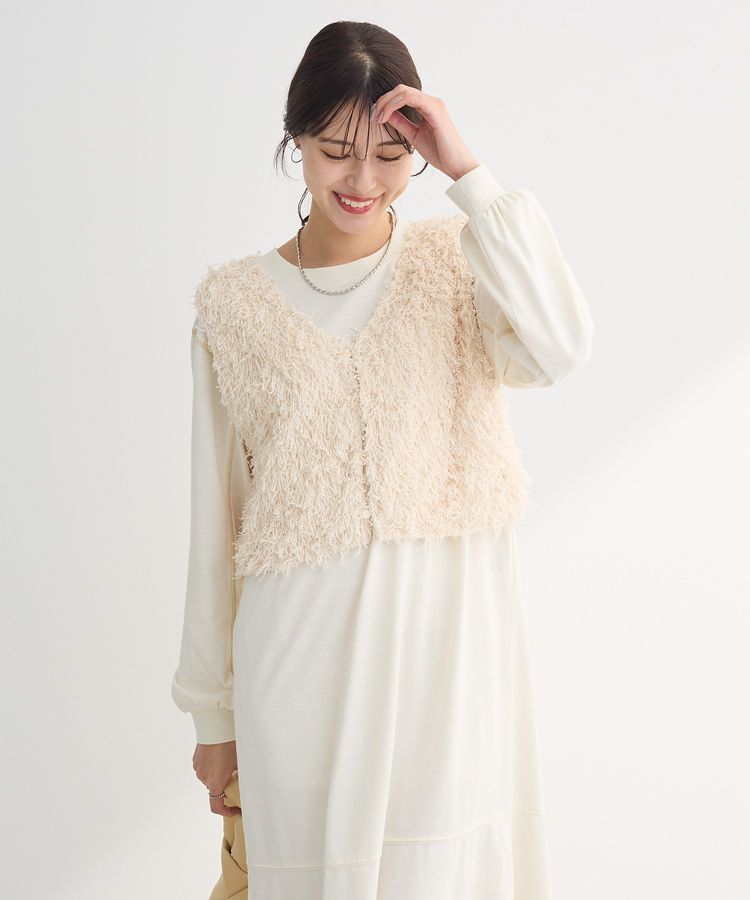 Green Parks「SET2点ベスト+配色ステッチワンピース」|ワンピース|