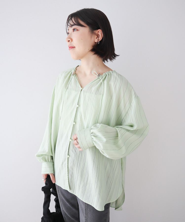 Green Parks「ドロストネックシアーストライプチュニック」|シャツ・ブラウス|