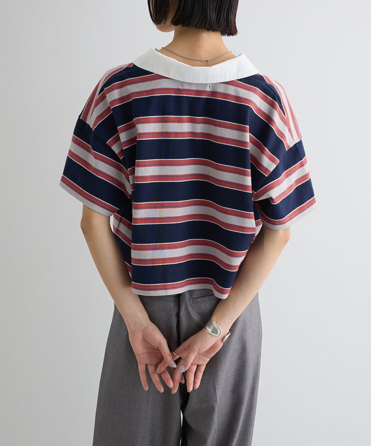 AnriettMusee「エムブレム刺繍ショートボーダーカットソー」|Tシャツ・カットソー|