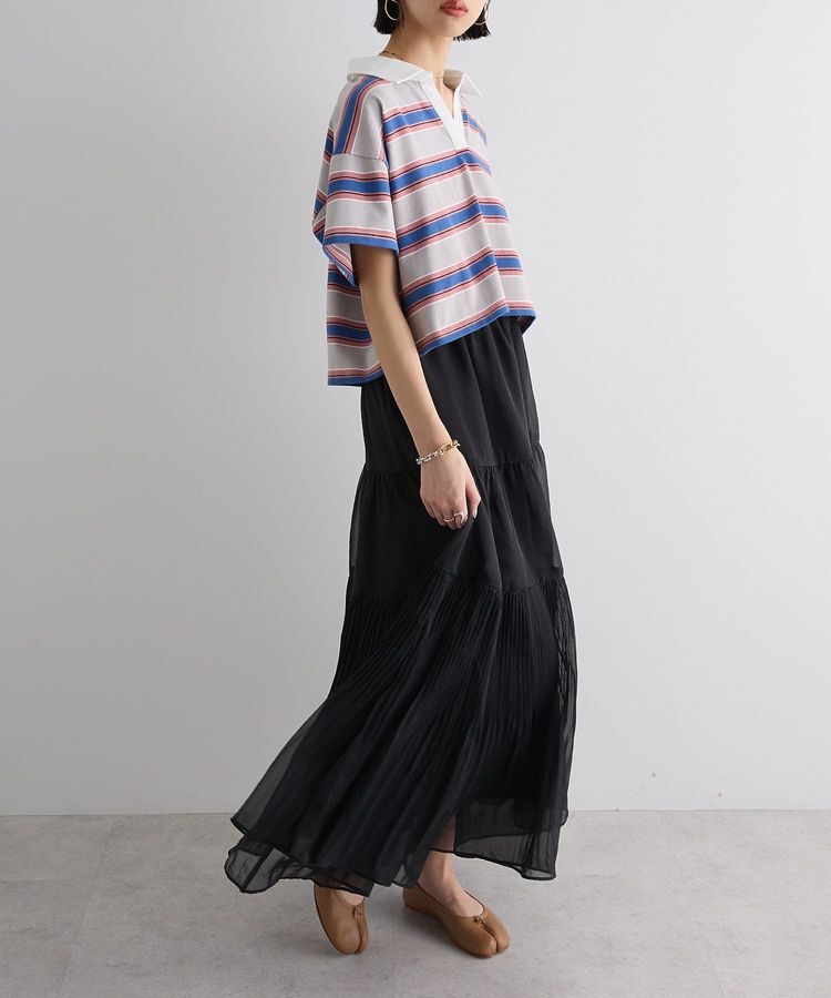 AnriettMusee「エムブレム刺繍ショートボーダーカットソー」|Tシャツ・カットソー|