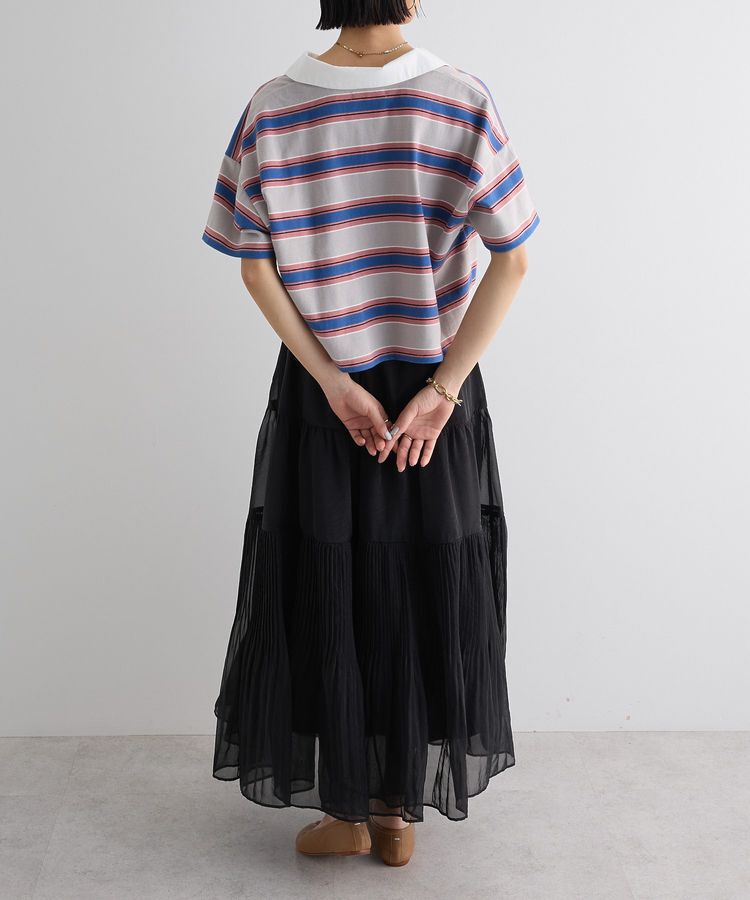 AnriettMusee「エムブレム刺繍ショートボーダーカットソー」|Tシャツ・カットソー|