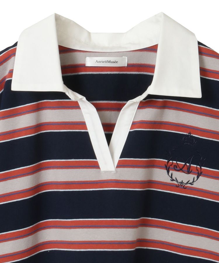 AnriettMusee「エムブレム刺繍ショートボーダーカットソー」|Tシャツ・カットソー|