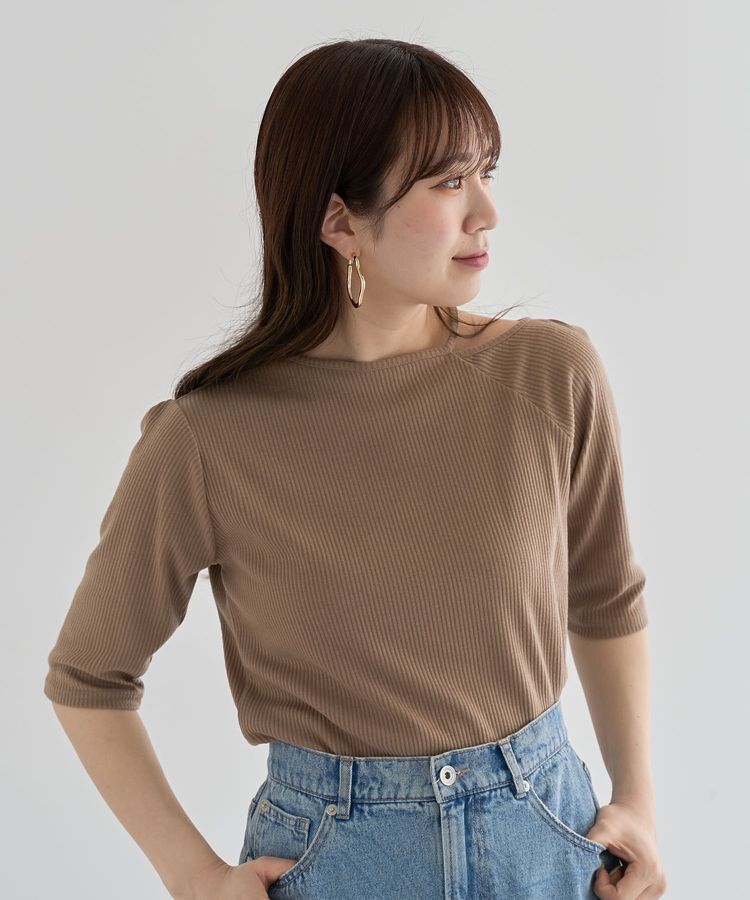 Green Parks「5分袖テレコリブプルオーバー」|Tシャツ・カットソー|Brown