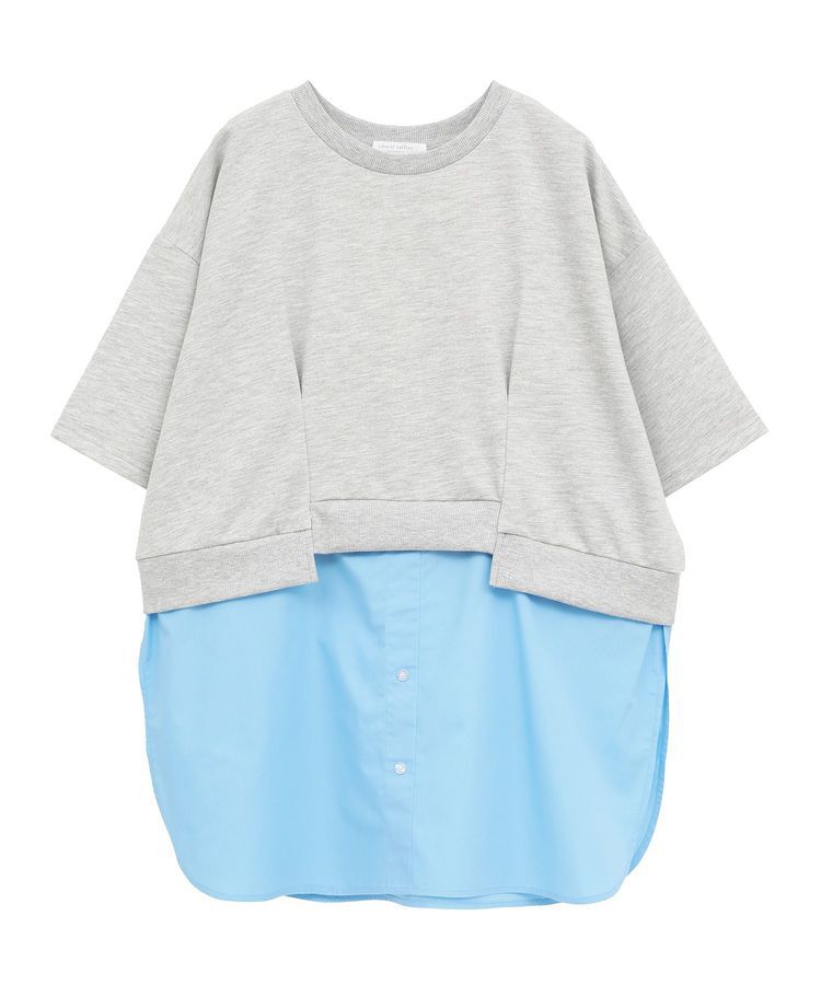 Green Parks「裾タックミニ裏毛シャツドッキングチュニック」|チュニック|