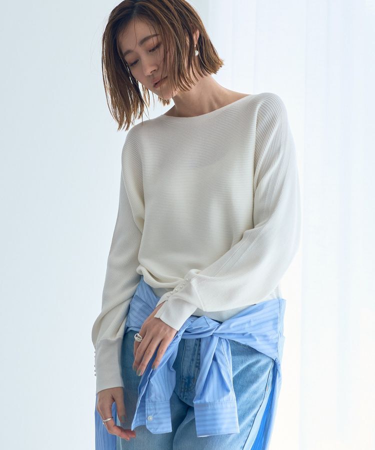 YECCA VECCA「袖パールドルマンニット」|ニット・セーター|Off White