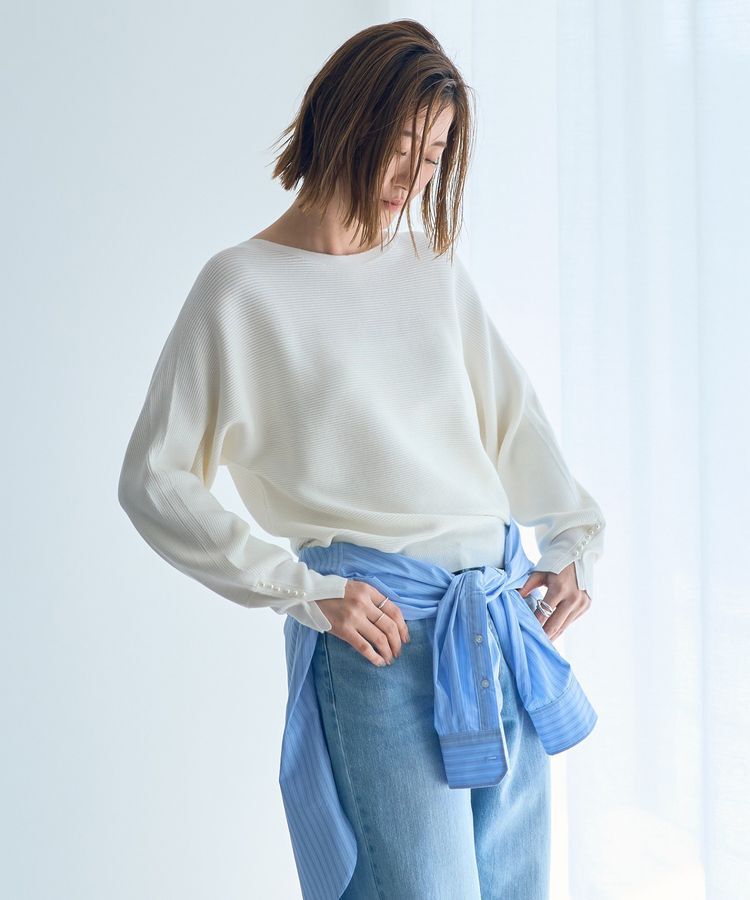 YECCA VECCA「袖パールドルマンニット」|ニット・セーター|