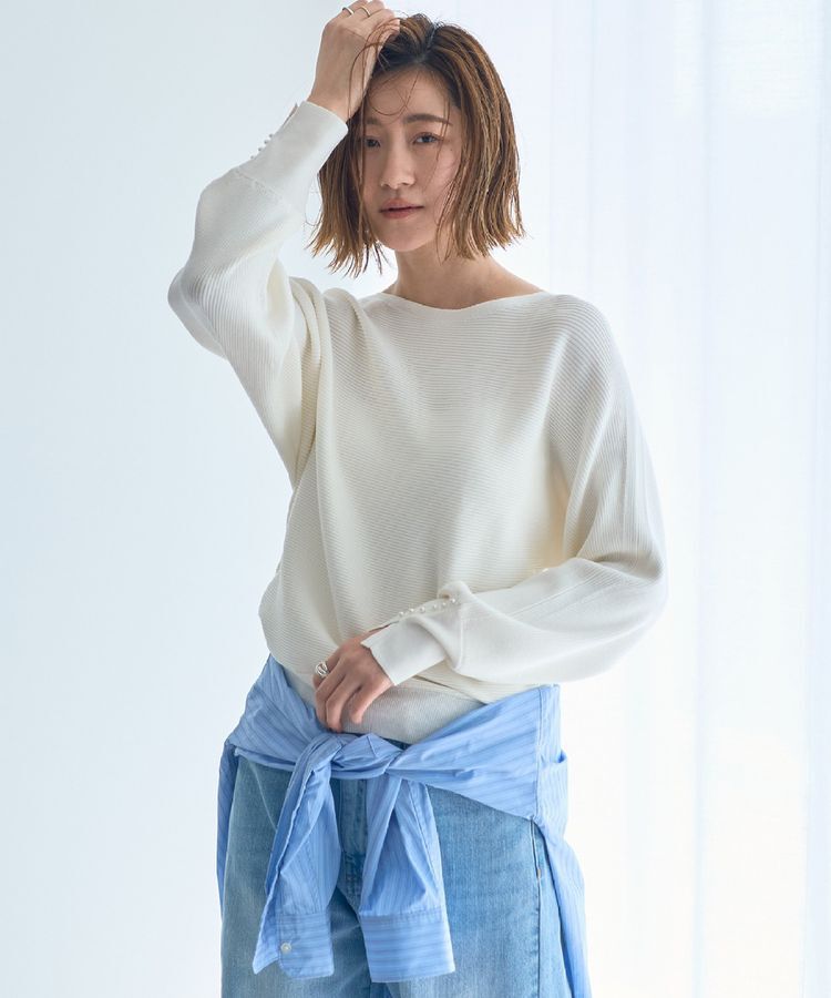 YECCA VECCA「袖パールドルマンニット」|ニット・セーター|