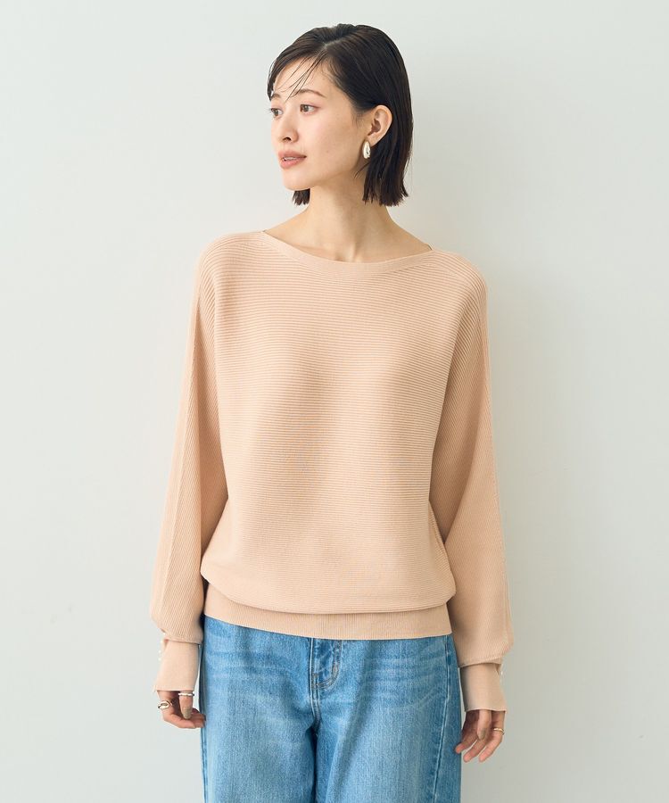 YECCA VECCA「袖パールドルマンニット」|ニット・セーター|Salmon Pink