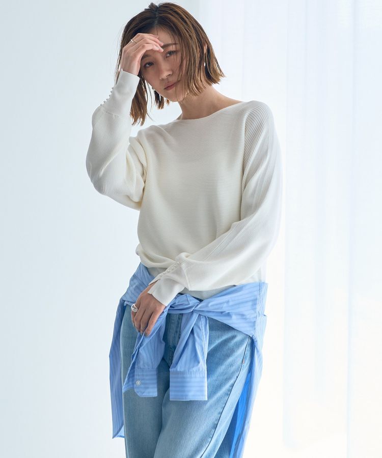 YECCA VECCA「袖パールドルマンニット」|ニット・セーター|