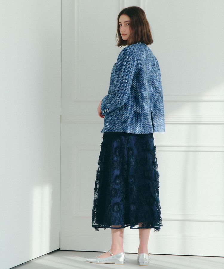 YECCA VECCA「フラワーエンブロイダリーチュールスカート」|フレア|