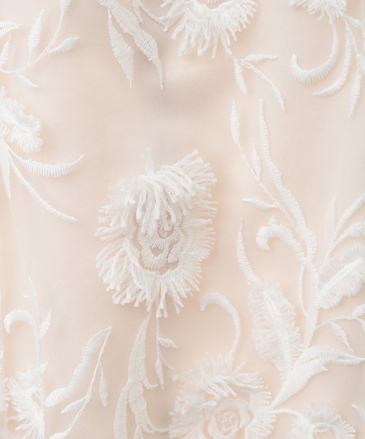 YECCA VECCA「フラワーエンブロイダリーチュールスカート」|フレア|