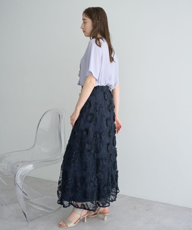 YECCA VECCA「フラワーエンブロイダリーチュールスカート」|フレア|