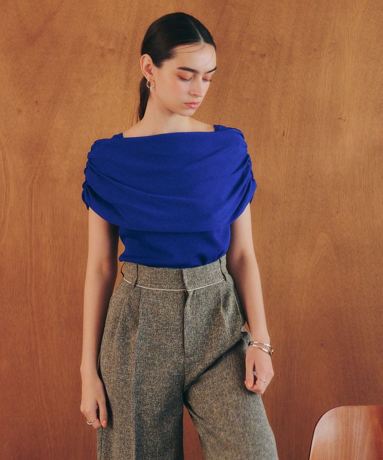 YECCA VECCA「シャーリングオフショルニット」|ニット・セーター|