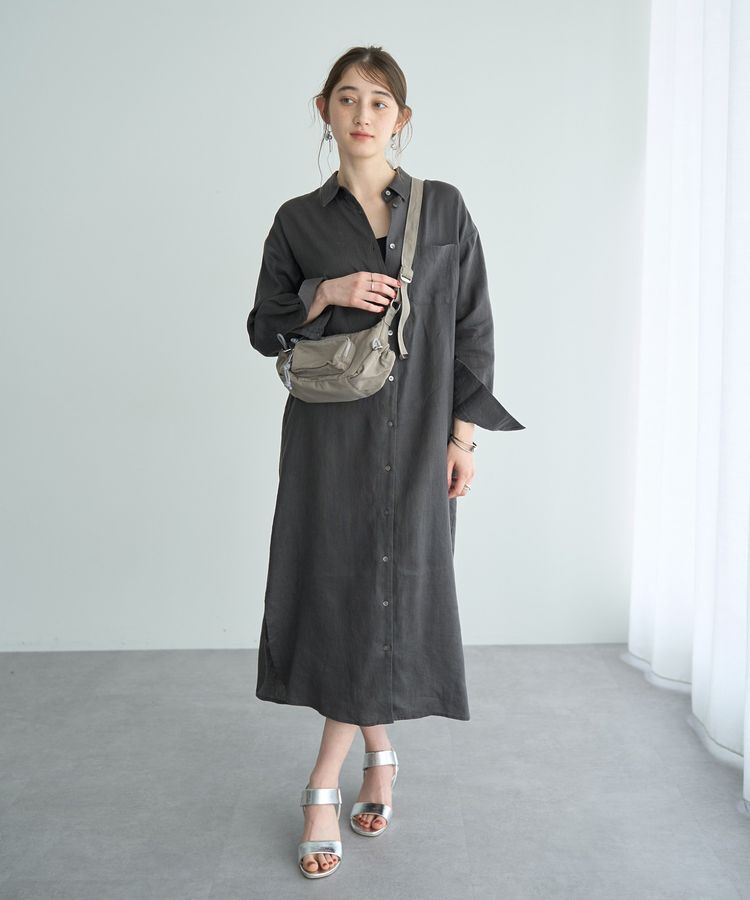 YECCA VECCA「2wayフレンチリネンロングシャツワンピース」|ワンピース|