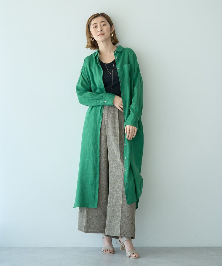 YECCA VECCA「2wayフレンチリネンロングシャツワンピース」|ワンピース|