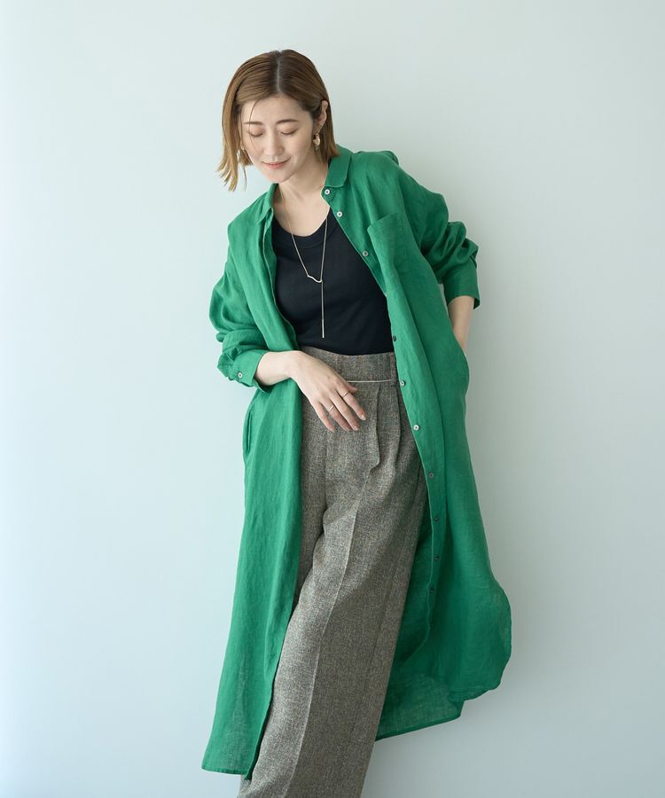 YECCA VECCA「2wayフレンチリネンロングシャツワンピース」|ワンピース|
