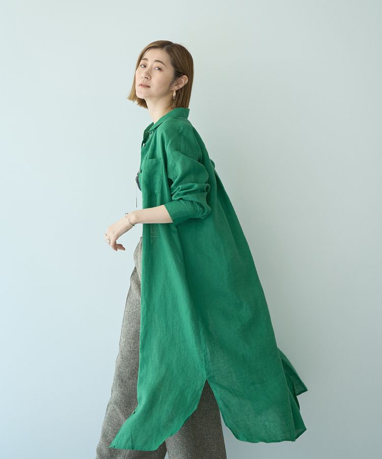 YECCA VECCA「2wayフレンチリネンロングシャツワンピース」|ワンピース|