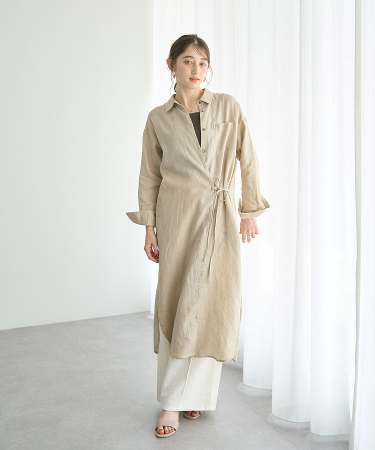 YECCA VECCA「2wayフレンチリネンロングシャツワンピース」|ワンピース|